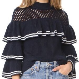 Self-Portrait striped frill sweater